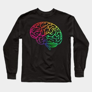 Beautiful Brain Rainbow Pastel Neuroscience Long Sleeve T-Shirt